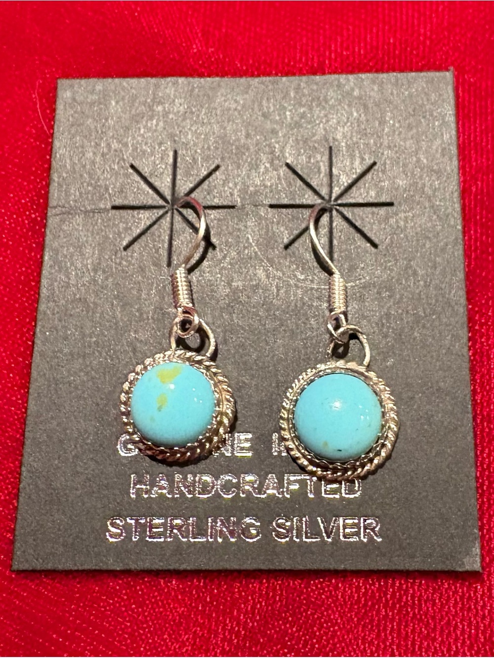 Native American Turquoise Wire Earrings - Esther White
